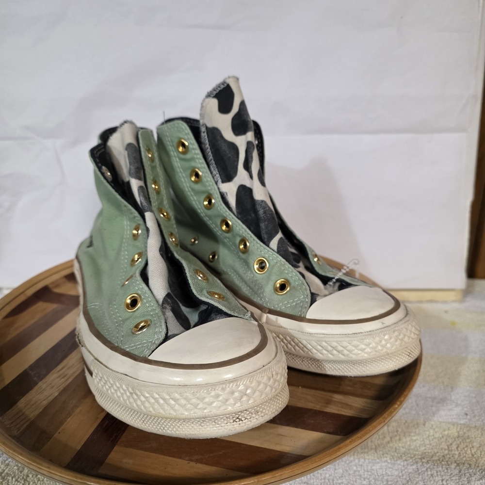Converse Chuck Taylor All Star High Custom Green Cow 6 Mens Women's 8 No Laces - Picture 3 of 16